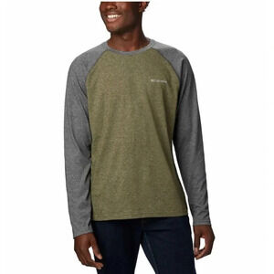 Columbia Men's Long Sleeve Raglan Tee Gray Green